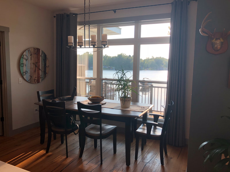 Dining room with lake view. 